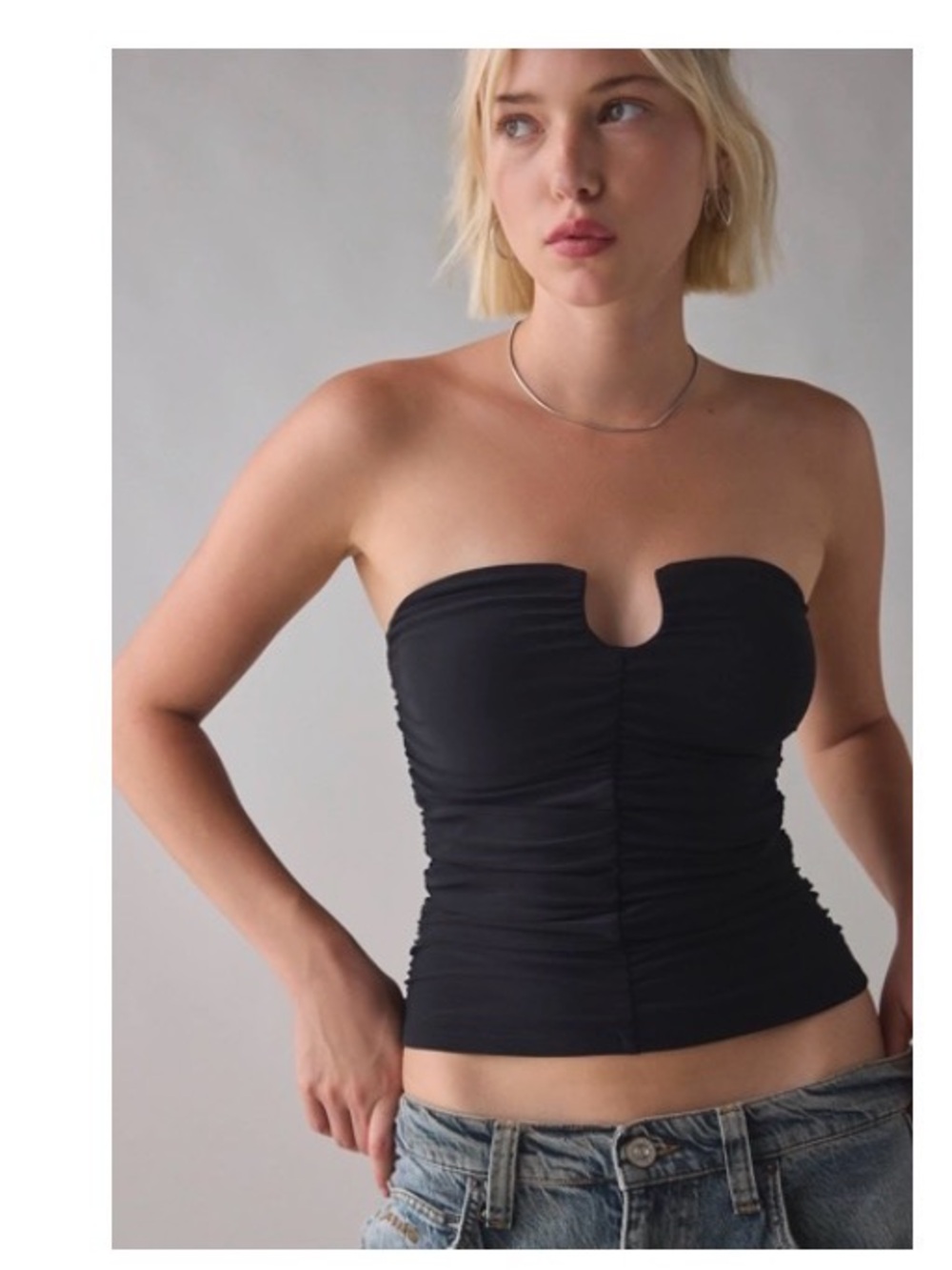 Urban Outfitters Black Ruched Strapless Camisole